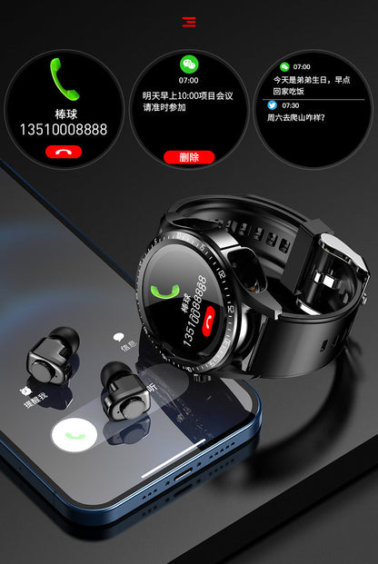 Smart Watch with TWS Headset - 2-in-1 Sports Watch with Heart Rate Monitoring, Bluetooth Call, and Tone