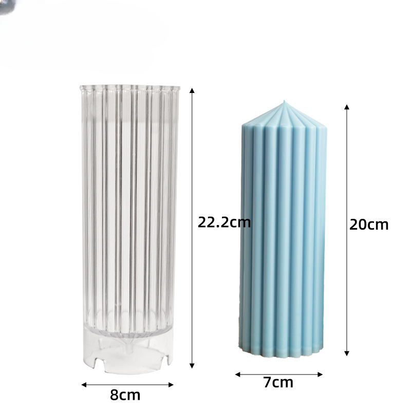 Tall Aesthetic Pillar Candle Mold Cylinder Soy Wax Geometric Striped Ripples Column Taper Acrylic Plastic Mould